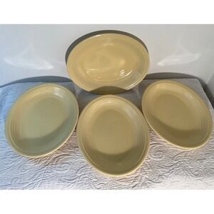Fiesta HLC USA Yellow Oval Pasta Salad Plates Set of 4 Vintage